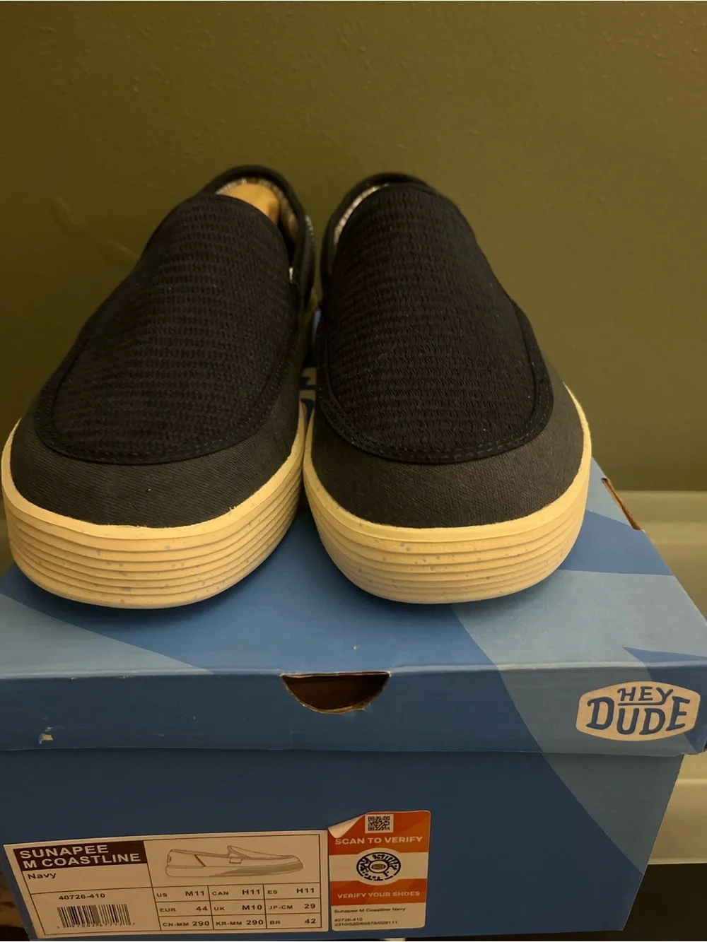 Hey Dude Men's navy Slip-On Shoes size 11 New in box.